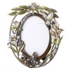 ChezMax Stylish Green Flower and Butterfly Pattern Ellipse Metal Photo