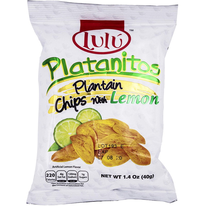 LULU Platanitos, Plantain Chips with Lemon, Gluten-Free, 1.4oz Bag (Pack