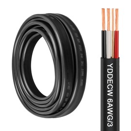 YDDECW 6/3 NM-B Wire with Ground - 10FT 6 Gauge Non-Metallic Sheathed Cable Pure Copper 6 AWG 3 Conductor Residential Indoor Wire for Outlets, Switches and Other Loads etc.