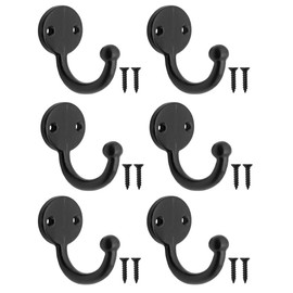 Fuxxer® Set of 6 Classic Coat Hooks Towel Hooks Vintage Black Oval