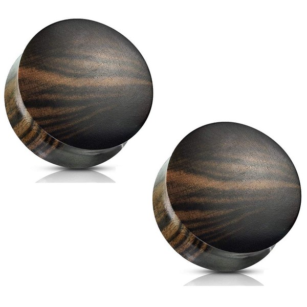 Pierced Owl Striped Ebony Wood Convex Saddle Plug Gauges, Sold