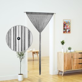 YaoYue Beaded Curtain Door String Curtains for Doorways Tassels Beads Hanging Fringe Hippie Room Divider Window Hallway Entrance Wall Closet Bedroom Privacy Decor (Grey, 39" W x 110" L (Pack of 1))