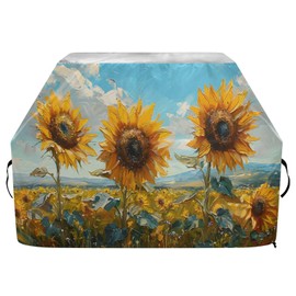Premium Grill Cover Waterproof Sunflowers in The Wind Barbecue Cover Fade Resistant BBQ Cover Heavy Duty Fits Grill Widths Up to 25 in