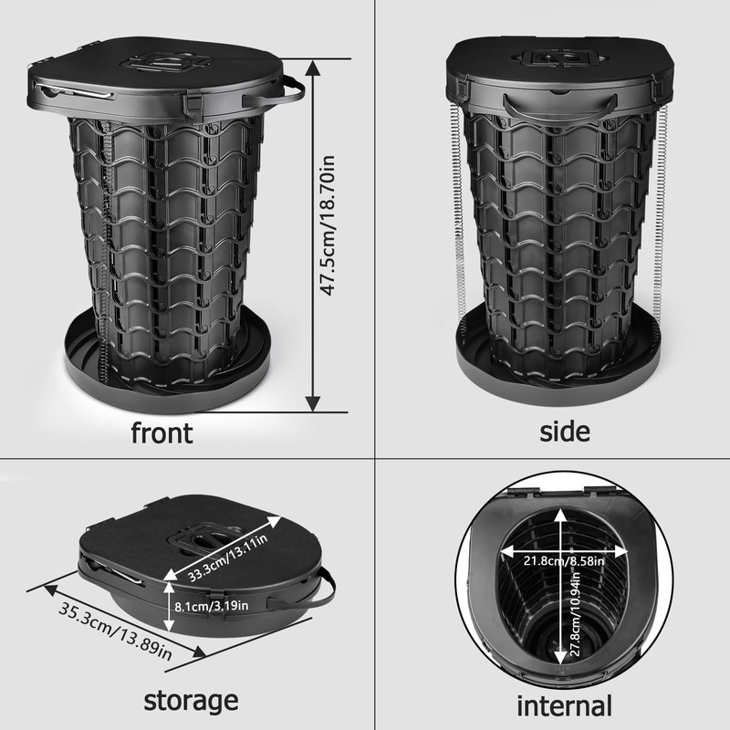 XXL 18.7" Portable Camping Toilet with Carring Handle and Bags