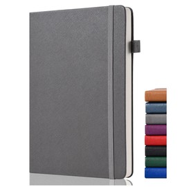 Bullet Dotted Journal - A5 Dotted Notebook, 140GSM Thick Paper, A5 Dotted Journal with 152 Pages, Back Pocket, Pen Holder, Hardcover Dotted Notebook for Planning, Notes, Study, Grey
