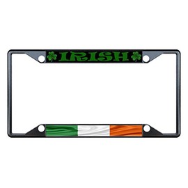 Fastasticdeals Irish Wavy Flag with Shamrock License Plate Frame Tag Holder Cover