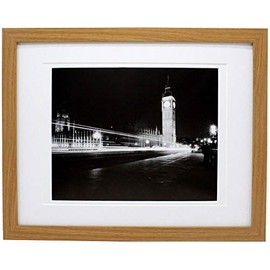 11x14 Natural Gallery Picture Frame with 8x10 and 8.5x11 Mat - Wide Molding - Includes both Attached Hanging Hardware and Desktop Easel - Frames and Mat Display Pictures Documents Certificates