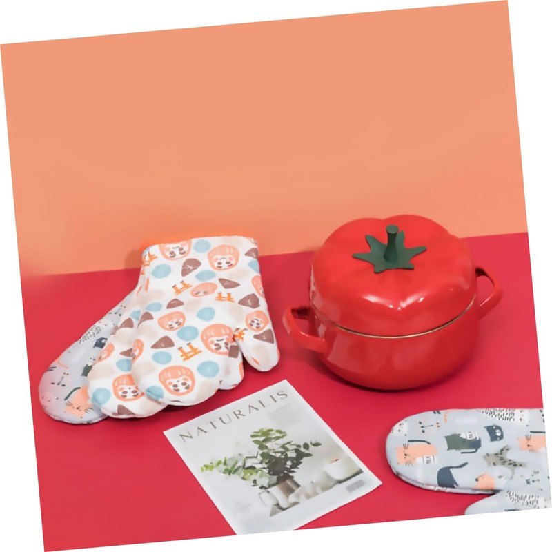 Ipetboom 1 Pair Heat Resistant Mitts Non Slip Oven Gloves