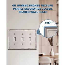 DEWENWILS Sunken Pearls Decorative Wall Plate Switch Triple Toggle, 2 Pack