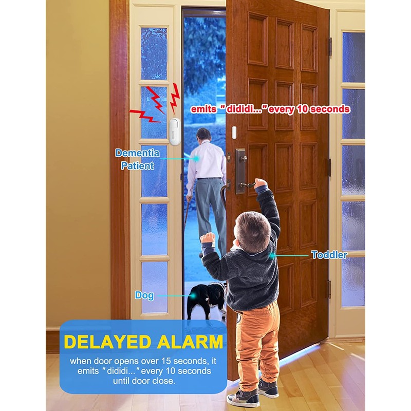 DAYTECH Door Alarm Sensor Volume Adjustable Door Open Sensor Chime