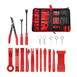 Suvnie 19PCS Trim Removal Tool Set, Car Panel Door Audio Trim Removal Tool Kit, Plastic Pry Tool Kit for Car Panel Dash Door Audio with Storage Bag, Universal Car Accessories (Red)