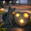 Elegant Garden, Solar Powered Angel Cat Resin Sculpture with Glowing