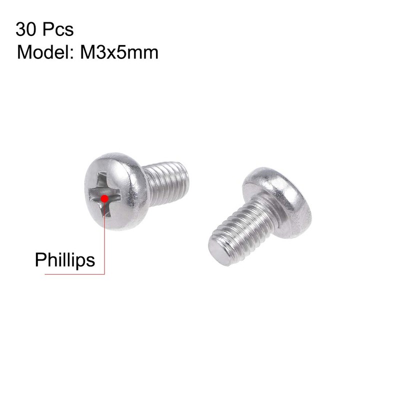 sourcing map M3x5mm Machine Screws Pan Phillips Cross Head Screw