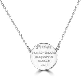 GEMISTRY Sterling Silver Pisces Zodiac Crystal Pendant Necklace, 16 Inches