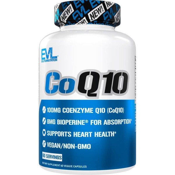 EVL High Absorption CoQ10 100mg - Advanced Antioxidant Coenzyme Q10 Supplement for Health Brain Support Energy Production and Healthy Aging - CoQ10 with Bioperine Health Supplement