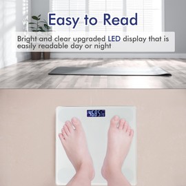 Trunple Weighing Scales for Bathroom, Precise Digital Weighing Device for Individuals, Compact Design, LED Screen, Highly Accurate Digital Bathroom Body Scale, Measures Weight up to 400 lbs, White