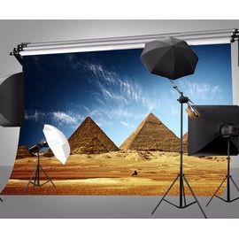 LYLYCTY Egyptian Backdrop 7x5ft Desert Blue Sky Pyramids Photo Background Studio Photography Props(Upgrade Material) LY025
