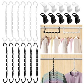 Daily Treasures Pack of 12 Space Saving Hangers, Magic Hangers, Space Saver with 10 Hangers, Connecting Hooks for Cupboard, Wardrobe Hangers, Space Saver, Chrome Hangers