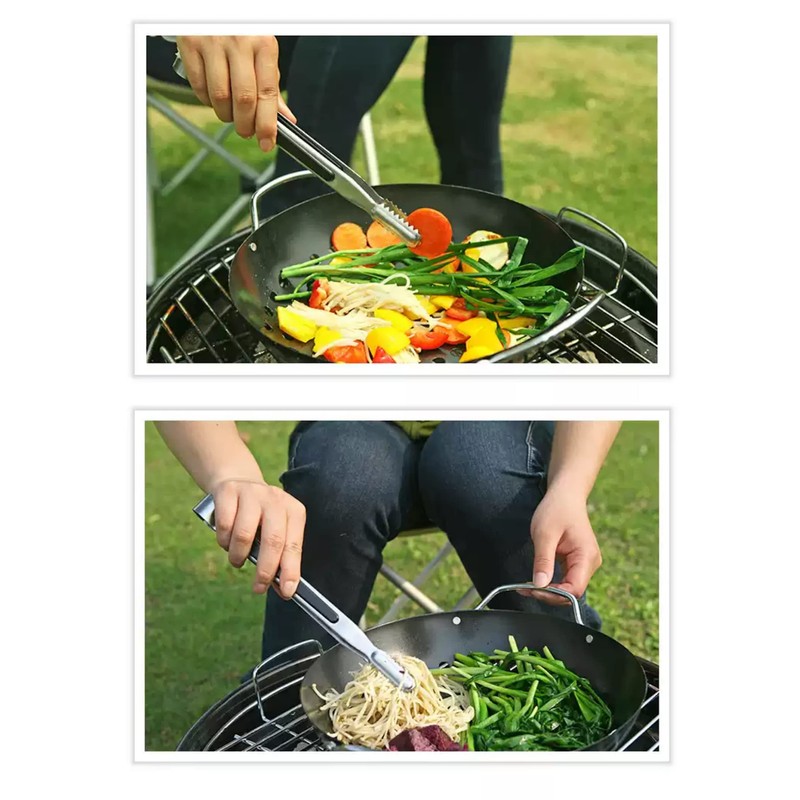 Camping Moon SJ10 BBQ Tongs, Tabletop Tongs, Stainless Steel, Charcoal