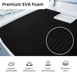 Hjdeck Boat Flooring Black EVA Foam Boat Decking Self-Adhesive Backing 94.5"x23.6" Non-Slip Boat Flooring 5mm Soft Foam Decking for Boats Yacht Kayak Motorboat RV Swimming Pool Golf Cart Cooler Tops