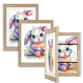 Orionstar Kids Art Frames, Artwork Picture Frames Changeable with Stand, Front Opening Picture Display Frames Holds 100 Paper Pcs, Artwork Display Storage Frames for Children, Desk, Home and Office,