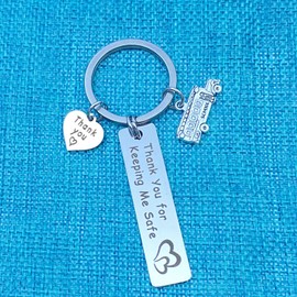 Bus Driver Keychain Appreciation Gift Thank You for Keeping Me Safe Keyring for Bus Driver Thank You Jewelry for Women Men Christmas Birthday Graduation School Year Thanksgiving Day Gift