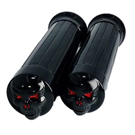 Motorcycle Grip 1 inch 25mm Skull End Grip American Custom Grip for Harley Handles, Skulls, Dragsters, Vulcans, Etc (Black (BK))