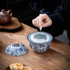 JHNIF Blue and White Porcelain Ashtray with Lid, 5-Inch Ash