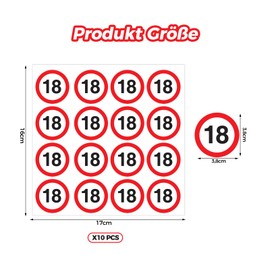 18th Birthday Stickers, Pack of 160 Traffic Sign 18th Birthday Decoration Stickers, Decoration 18th Birthday Boy Girl, Birthday Decoration 18 Birthday Stickers, 18th Birthday Decoration Stickers for