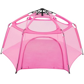 Alvantor Pop Up Kids Playpen Indoor Outdoor Baby Toddlers Play Yard Foldable Portable - Pink
