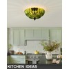 ANYLOVE Modern 12Inch Green Flower Glass Semi Flush Mount Ceiling