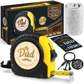 Fathers Day Tape Measure Gifts from Daughter, Son, Wife - "No One Measures Up to You" for Dad Birthday Gift (25FT)