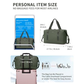 ECOHUB Travel Duffel Bag Carry on Luggage Bag for Airplanes Lightweight Weekender Overnight Shoulder Bag for Women Men Hospital Bag with Trolley Sleeve 30L Army Green