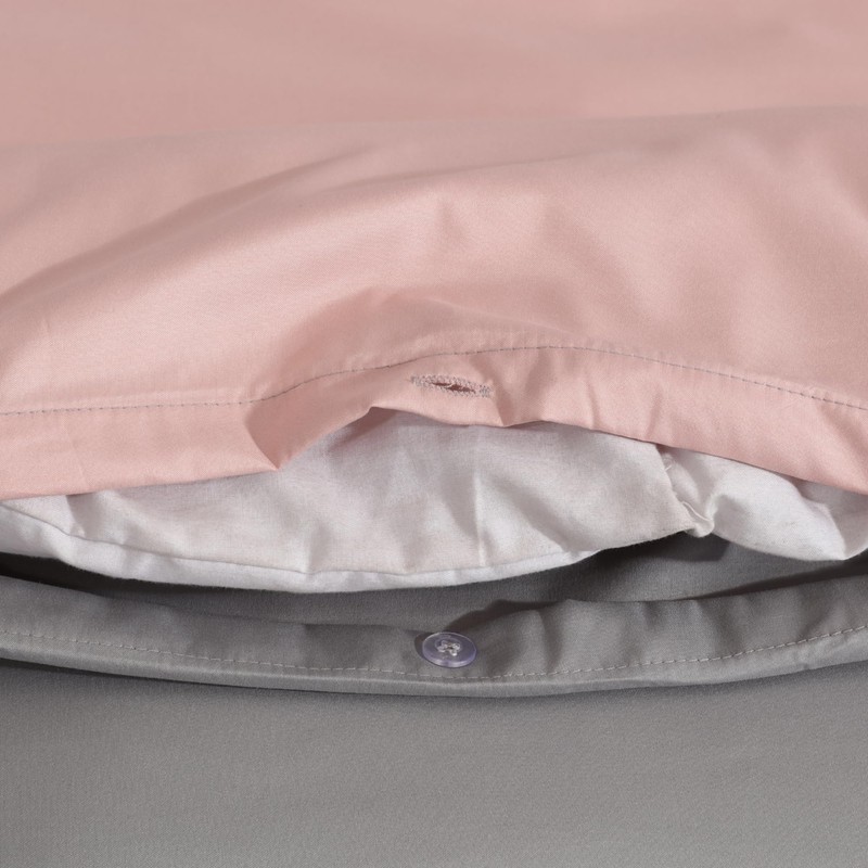 J.Din Blush Pink and Grey Plain Dyed Duvet Cover -