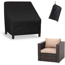 ROROUP Outdoor Chair Cover, 420D Heavy Duty Oxford Waterproof Patio Furniture Covers, Outdoor Chair Covers UV All Weather Protection, Patio Chair Cover for Backyard Garden Balcony (Black, 97x79x74cm)