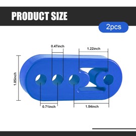 Prywog 2 PCS Car Muffler Exhaust Cover, 0.47 Inches Rubber Exhaust Bracket Hanger Hole, Heavy Duty Insulation Support Sleeve Mount, Universal for Most Automobiles (Blue)