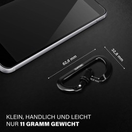 Clifford Mini Carabiner with 120 kg Load Capacity - Elegant Carabiner Keyring Made of Extremely Robust Aluminium 6082 - Small Screw Lock Carabiner for Keys, Outdoor etc., black