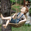 Hanging Boy Statue Hand Painted Rainproof Windproof Resin Outdoor Hanging