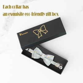 BANMODER Cat Collar Breakaway with Bells,Cute Cat Bow Tie,1 Pack Safety Kitten Plaid & Flower Collar for Girl Boy Male Cats(Green Plaid/Flower)