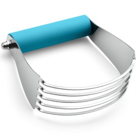 Spring Chef Large Dough Blender, Heavy Duty Dough Cutter Tool, Stainless Steel Puff Pastry Cutter Tool with Sharp Blades, Dishwasher Safe Manual Dough Mixer, Pastry Blender for Easy Mixing - Teal