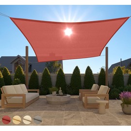 Gorilla Grip Heavy Duty Sun Shade, UV Protection Fade Tear and Rust Resistant Rectangle Sunshade Canopy, Curved Edges Blocks Sunlight, Breathable Sail, Outdoor Patio, Lawn Garden 10x10 FT Terra