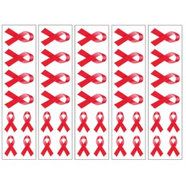 40 Red Ribbon Temporary Tattoos: HIV/AIDS Awareness Tattoo