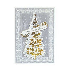 Anna Griffin Single Silver/gold Tree Tis the Season Christmas Card and Envelope