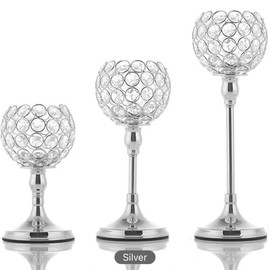 Silver crystal candle holder - Color: S