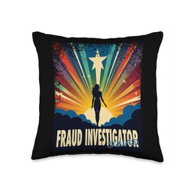 FRAUD INVESTIGATOR Gifts Fraud Investigator Funny Female Hero Job Women Throw Pillow, 16x16, Multicolor