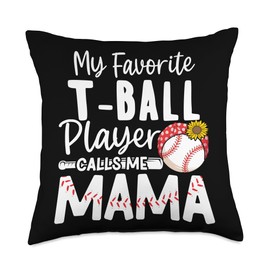 Tball Mom - Baseball Essentials Mama Game Day T-Ball Apparel Throw Pillow