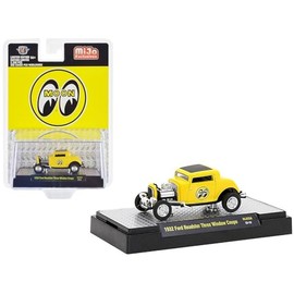 M2 1932 Ford Roadster Three Window Coupe Yellow with Black Top Mooneyes Limited Edition to 3600 pieces Worldwide 1/64 Diecast Model Car Machines
