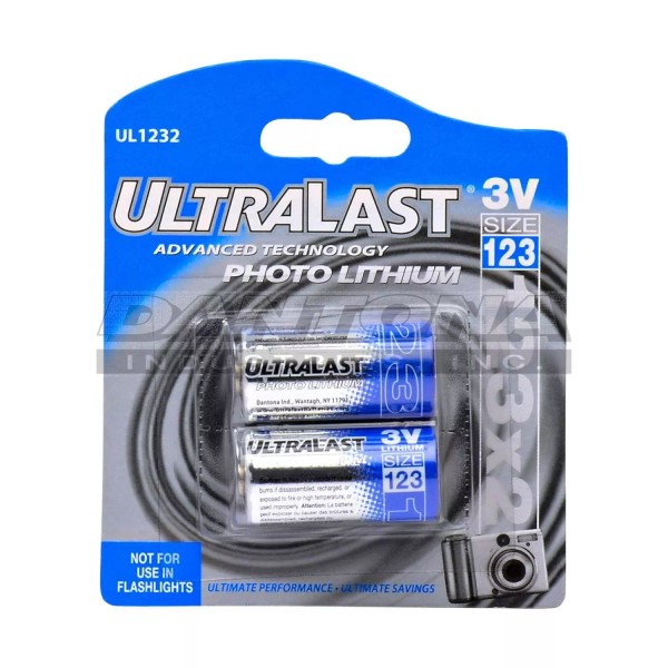 Camera Dantona UL1232 CR-123A Lithium Photo Battery Carded, 2 Pack