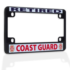 Metal Insert Bike License Plate Frame Retired Coast Guard Weatherproof Motorcycle Accessories Black 4 Holes Solid Insert