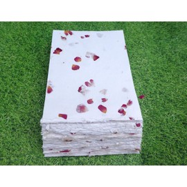 paperfreak: Rose Petal Paper > Love Letter Paper < Handmade A4 40 Sheets - with One-sided Deckle Edge - Handmade Paper Real Blossom Paper